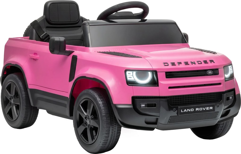 Carro Elétrico SUV para Crianças Land Rover Defender 12 V com Comando à Distância, Suspensão e Arranque Suave, Rosa