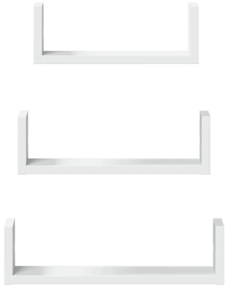 Prateleira de parede 3 pcs derivados de madeira branco