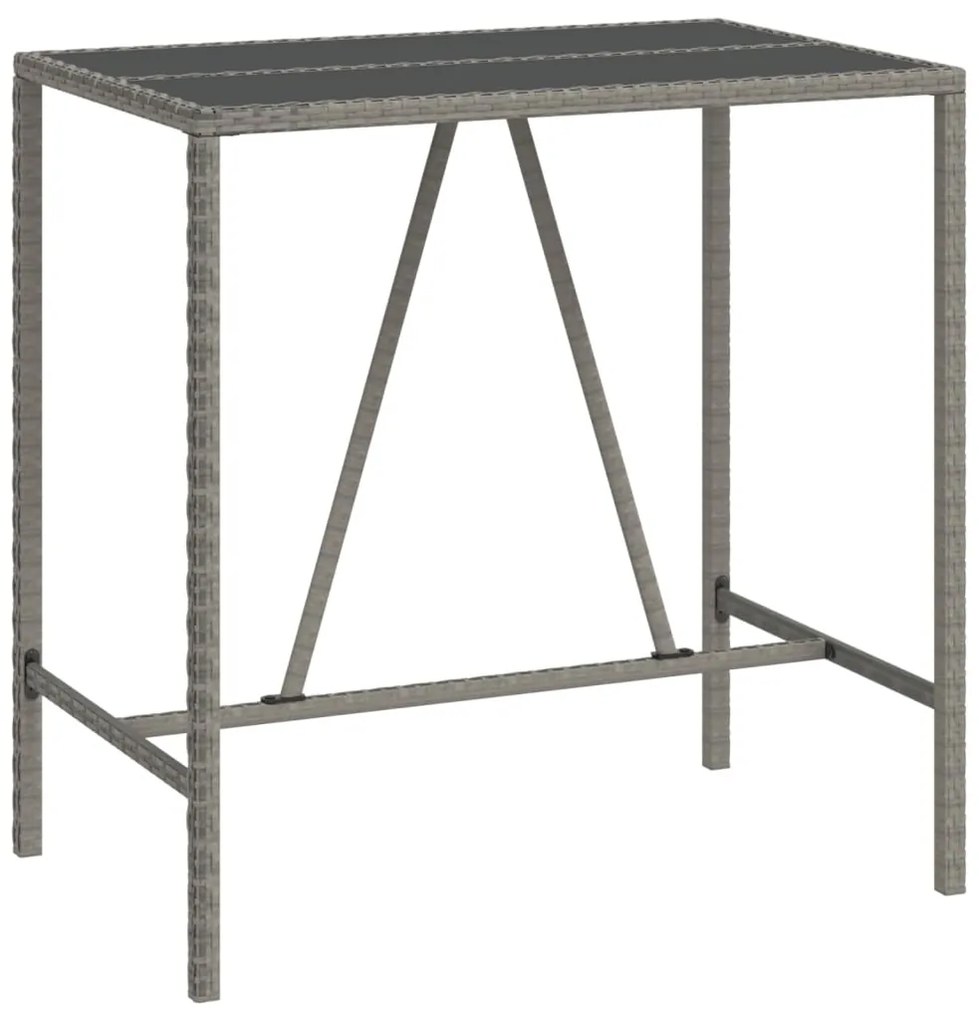 7 pcs conjunto de bar p/ jardim c/ almofadões vime PE cinzento