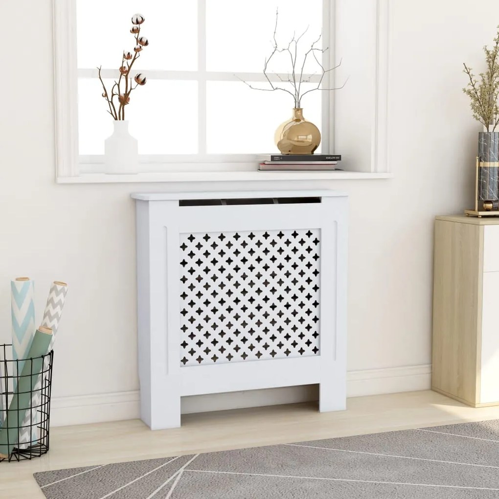 325567 vidaXL Cobertura de radiador MDF 78 cm branco