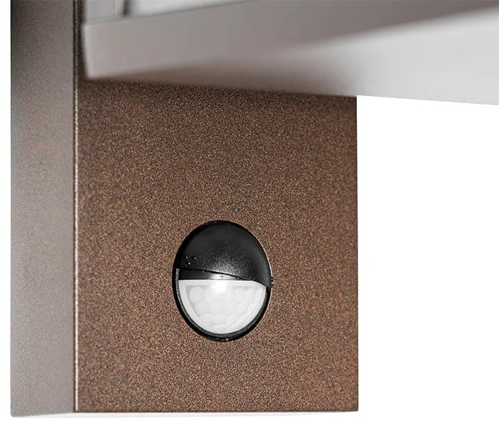 Candeeiro de parede exterior castanho ferrugem com sensor de movimento IP44 - Charlois