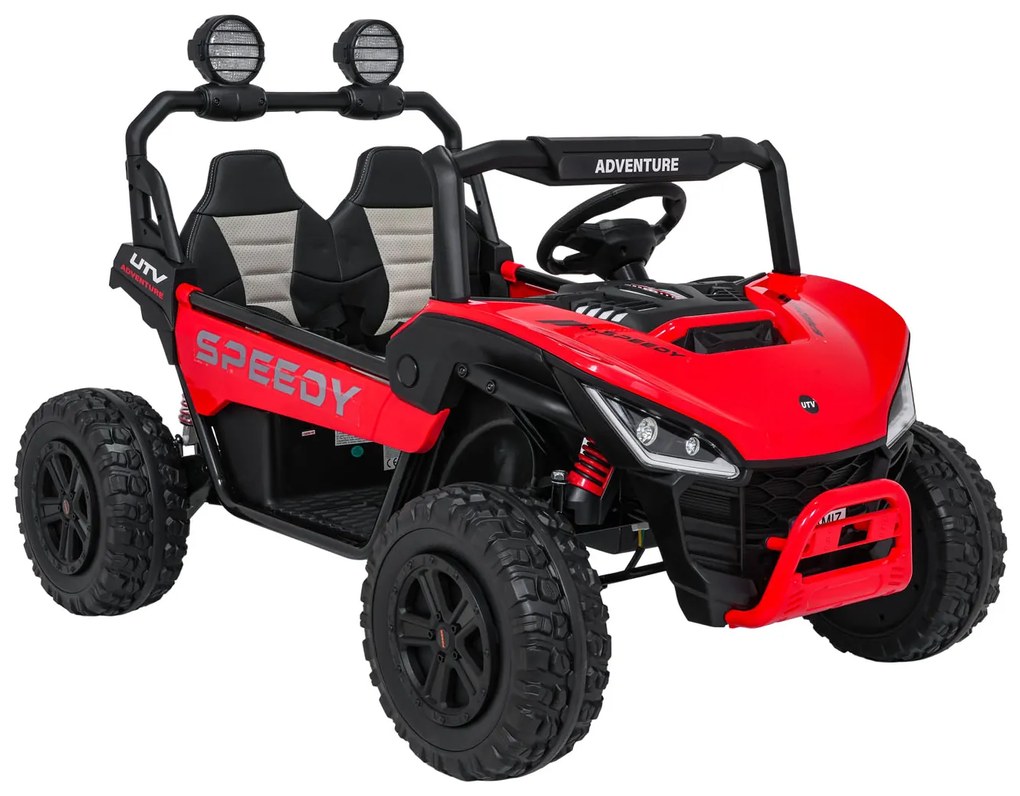 Buggy elétrico para Crianças SPEEDY 12V 4x4 Rodas de espuma EVA, Assento Couro ecológico Vermelho