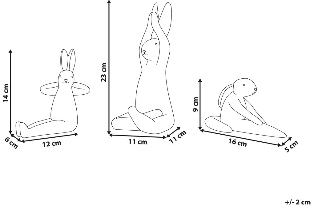 Conjunto de 3 figuras decorativas em forma de coelho cerâmica branca BREST Beliani