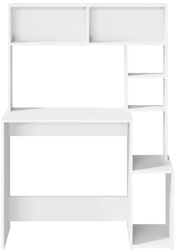 Secretária c/ prateleiras 100x45x140cm derivados madeira branco