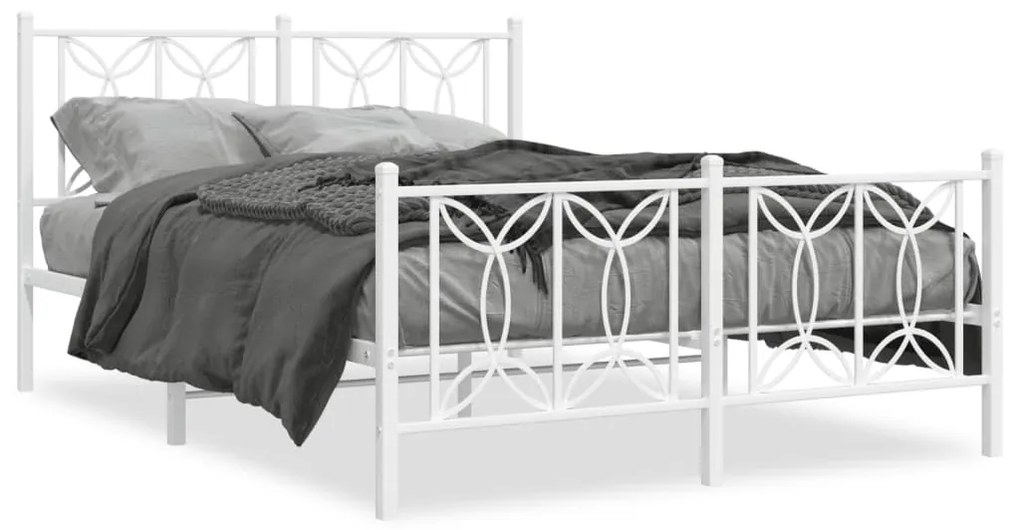 Estrutura de cama com cabeceira e pés 140x200 cm metal branco