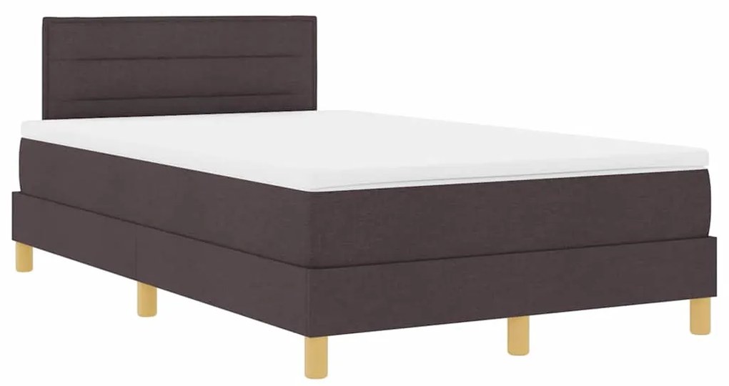 Cama Box Spring com Colchão e LED Castanha Escura 120x200 cm Tecido