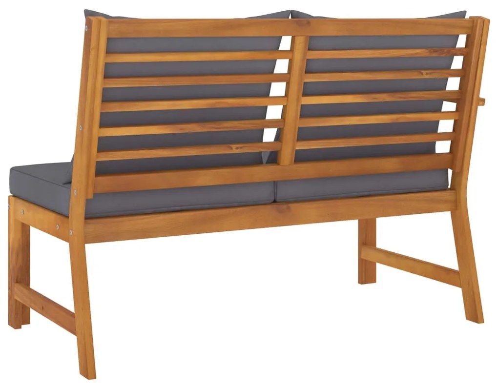 Banco de jardim 114,5 cm com almofadão cinzento-escuro acácia