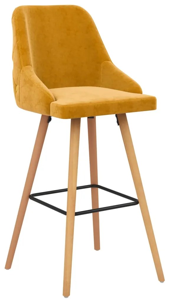 Bancos de bar 2 pcs veludo amarelo