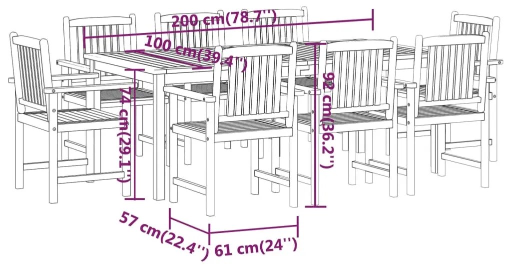 9 pcs conjunto de jantar para jardim madeira de acácia maciça