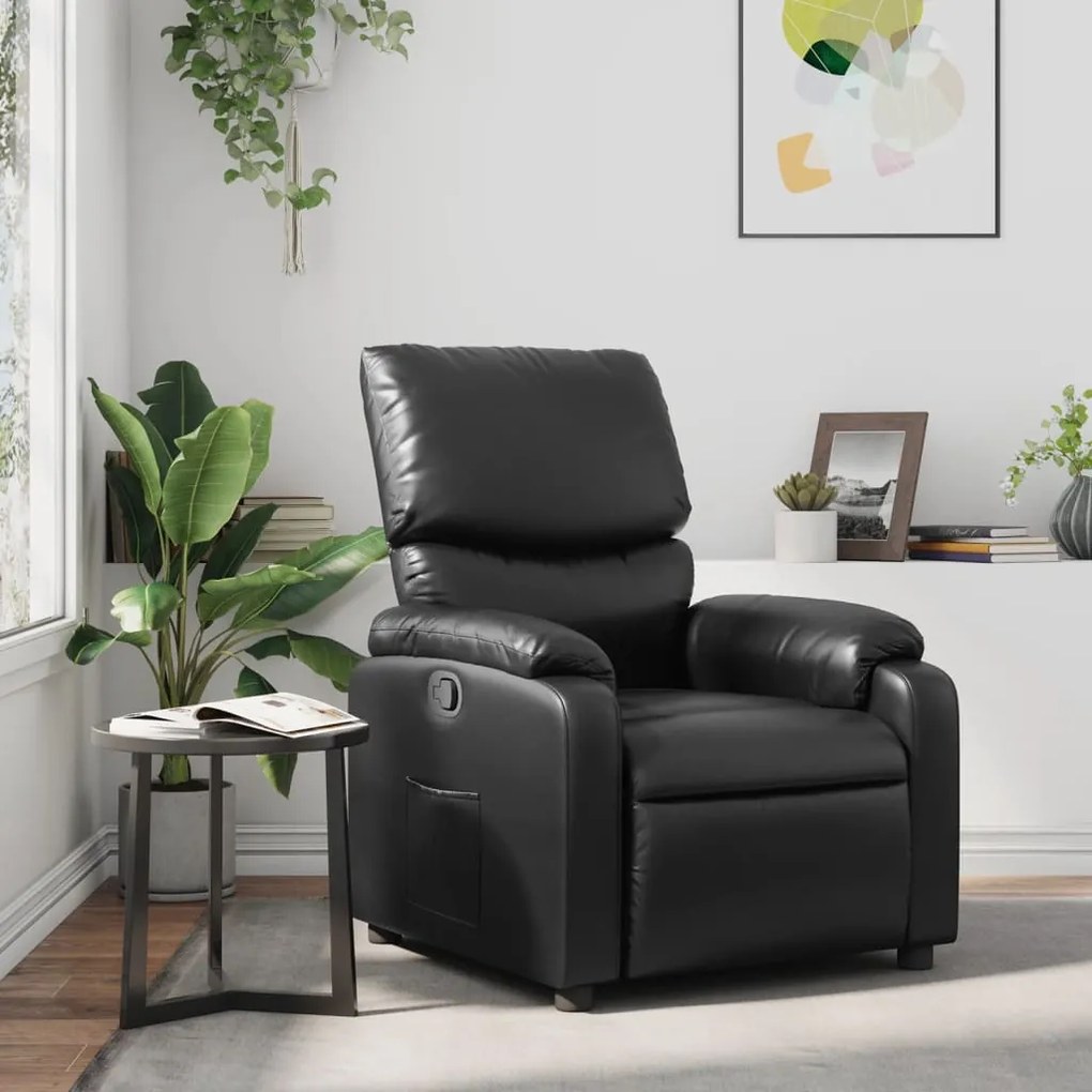 vidaXL Poltrona reclinável couro artificial preto