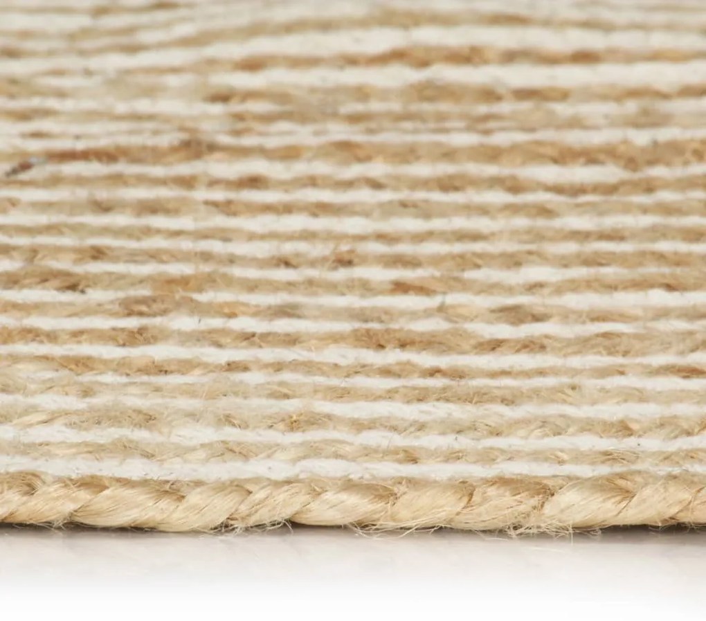 Tapete artesanal em juta com design em espiral branco 90 cm
