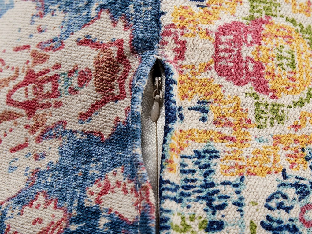 Pufe de algodão multicolor 50 x 50 x 20 cm OUED Beliani