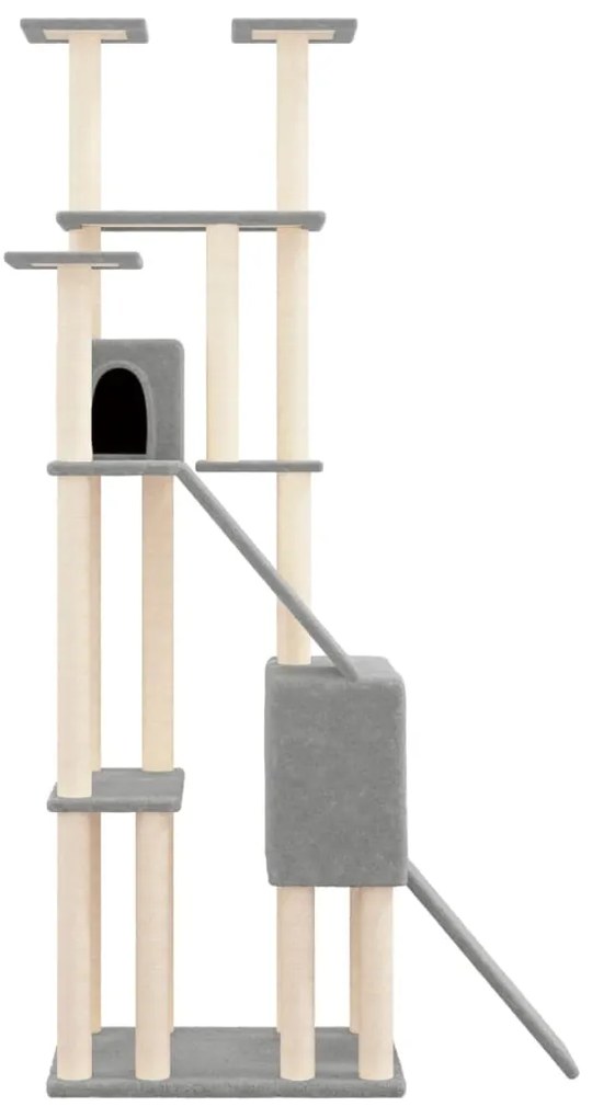 Árvore p/ gatos c/ postes arranhadores sisal 190 cm cinza-claro