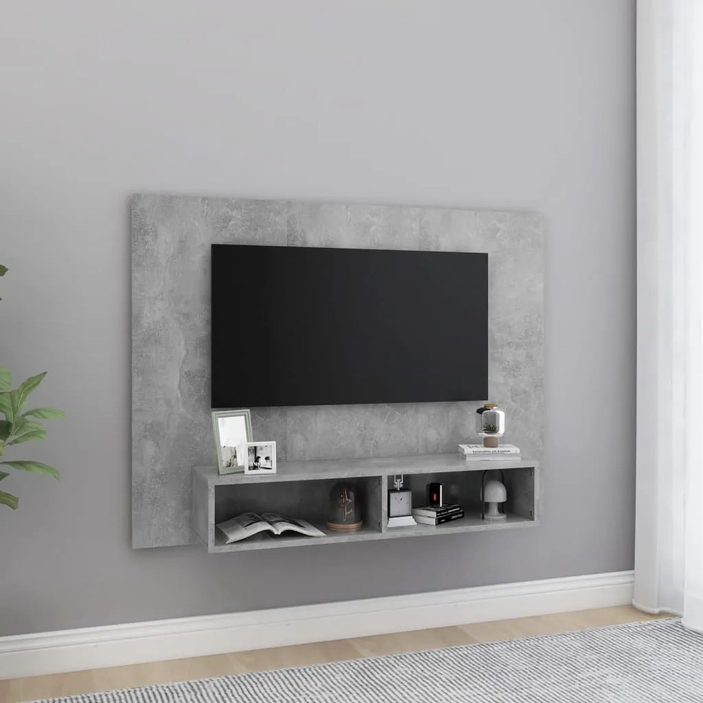 Armário parede p/ TV 120x23,5x90cm deriv. madeira cinza cimento