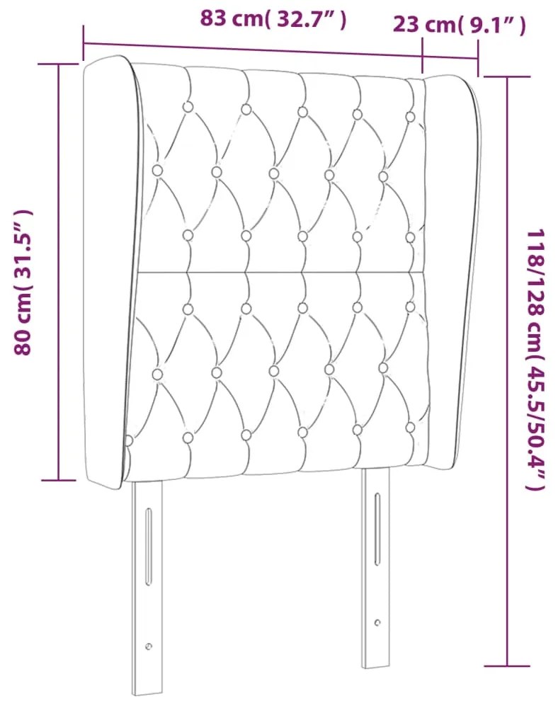 Cabeceira cama c/ abas veludo 83x23x118/128 cm cinzento-escuro