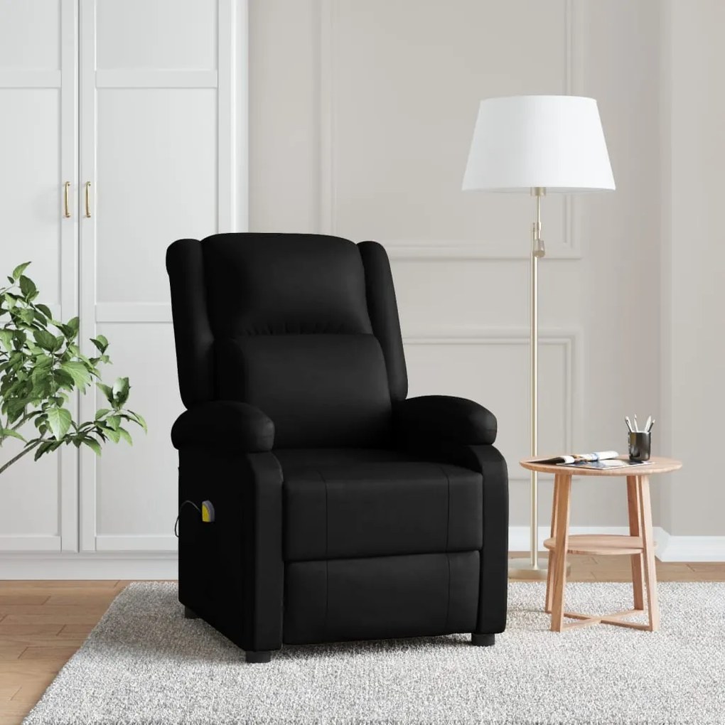 242512 vidaXL Poltrona de massagens couro artificial preto