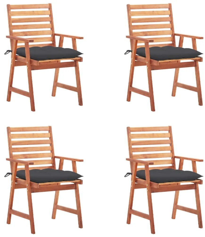 vidaXL Cadeiras de jantar p/ jardim 4 pcs c/ almofadões acácia maciça