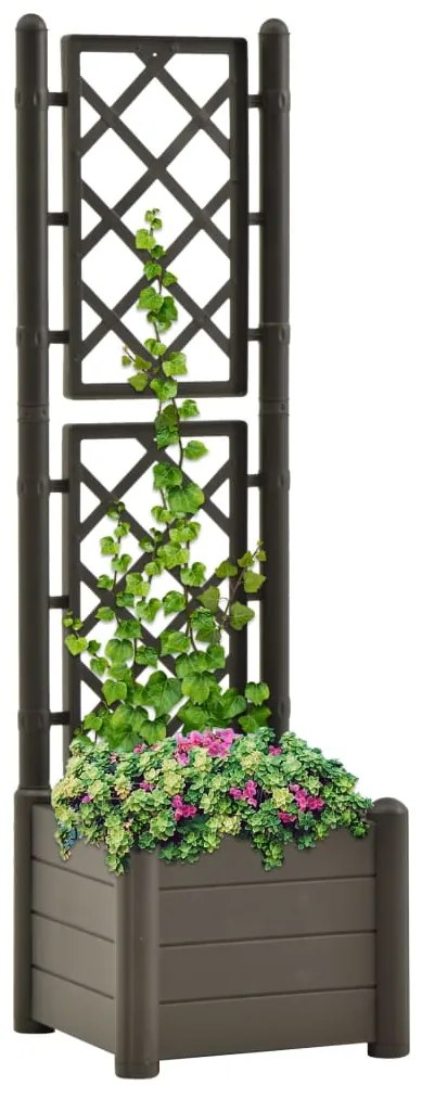 vidaXL Vaso/floreira de jardim com treliça 43x43x142 cm PP antracite