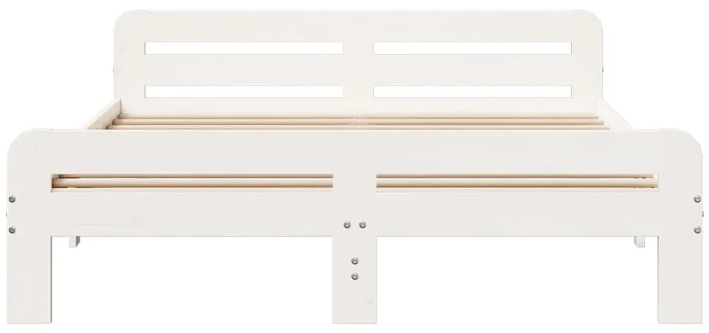 Cama sem colchão 140x190 cm madeira de pinho maciça branco