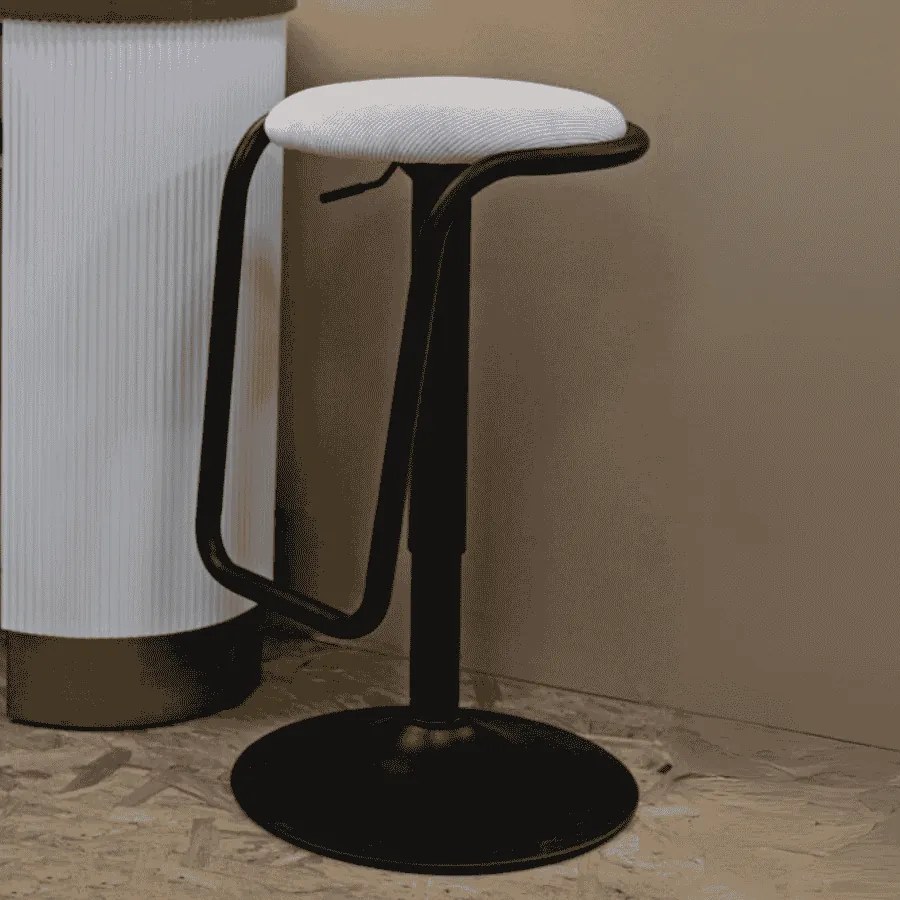 BANCO DE BAR COM ELEVADOR DESTINY Ø 41X61-83 CM BRANCO E PRETO