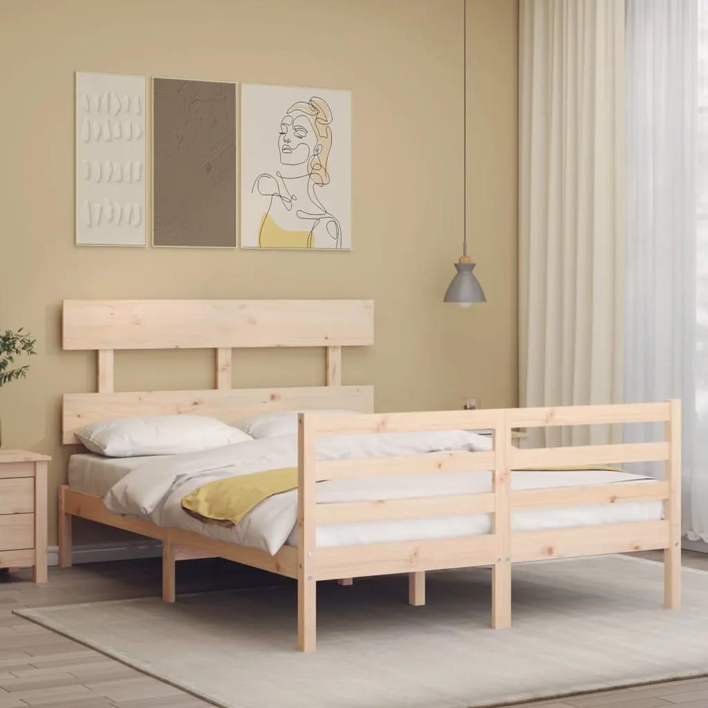 3195071 vidaXL Estrutura de cama com cabeceira 140x190 cm madeira maciça