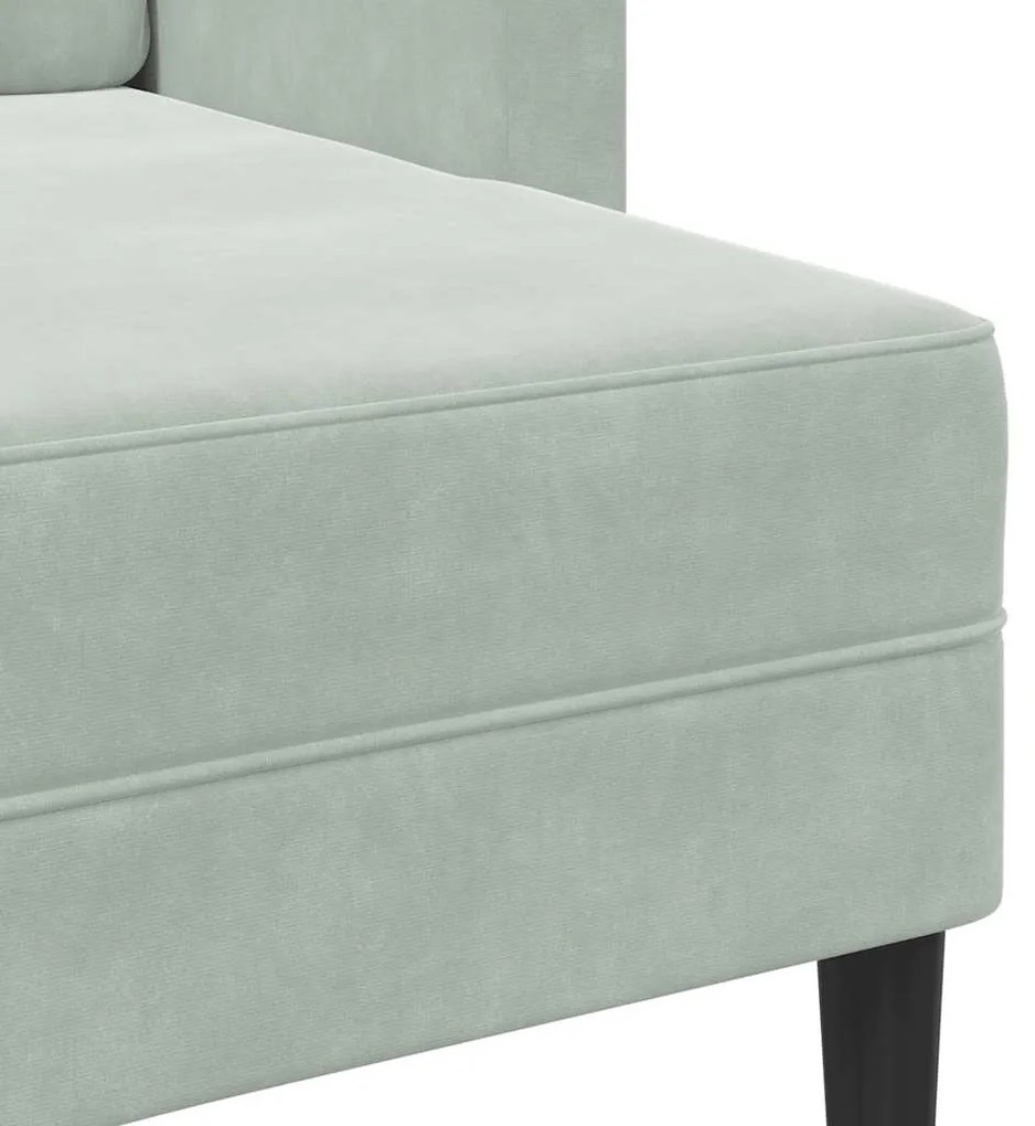 Sofá 2 lugares com Chaise em L 125 cm veludo cinzento-claro