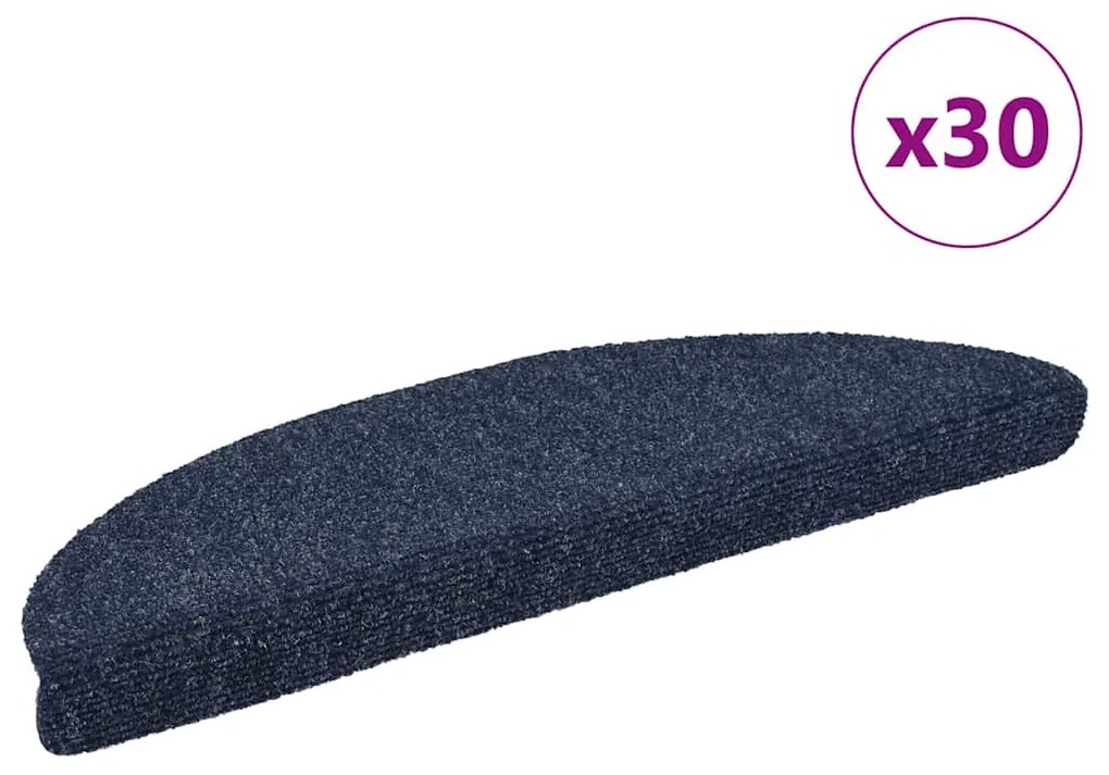 vidaXL Tapetes de escada adesivos 30 pcs 56x17x3 cm azul