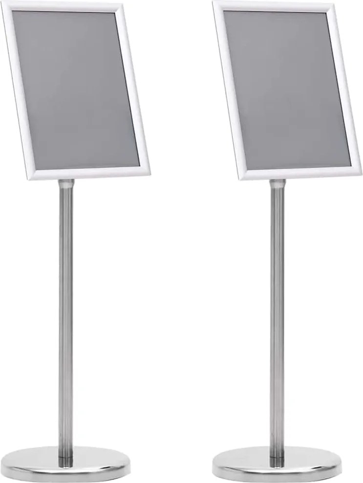 vidaXL Suportes para Pôsteres 2 pcs Prateado 32,7 x 24 x 108 cm