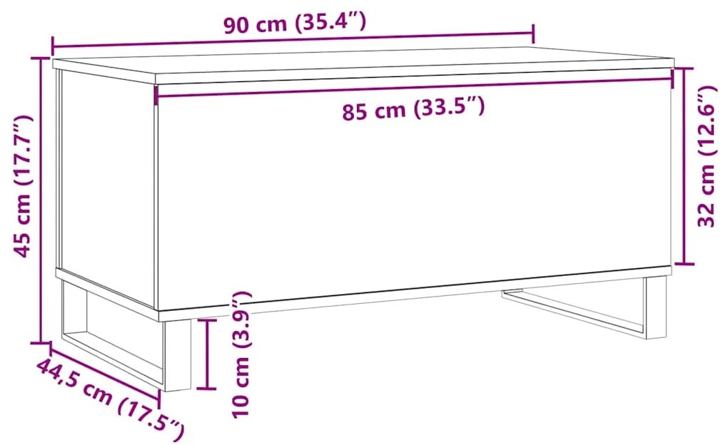 Mesa de centro 90x44,5x45 cm derivados de madeira madeira velha