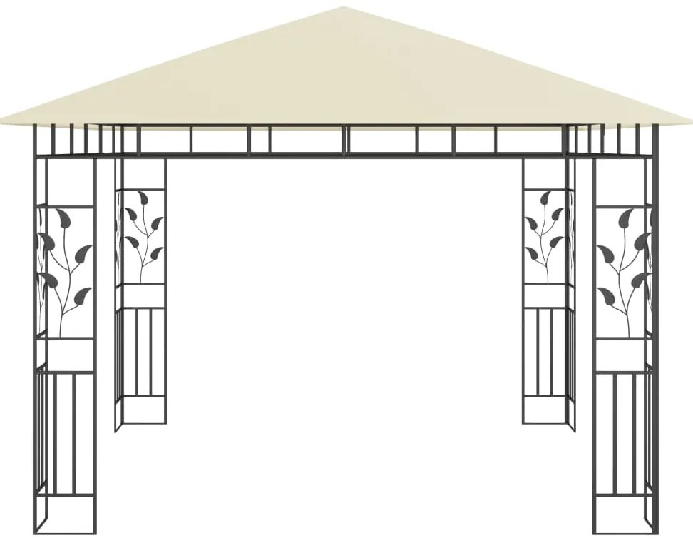 Gazebo c/ mosquiteiro e cordões luzes LED 3x3x2,73m creme