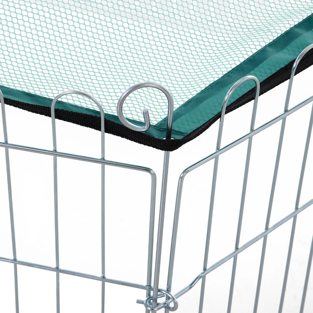 PawHut Parque para Animais de Estimação com 6 Painéis 59x60cm Dobrável Cerca para Animais de Estimação com Porta com Trava e Toldo Superior para Jardim Pátio Exterior Prata