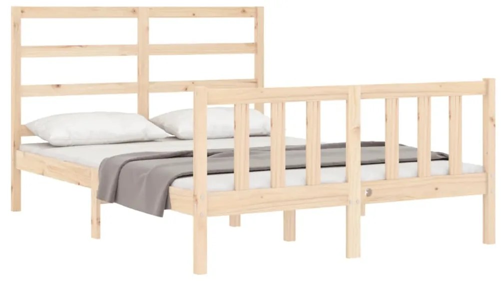 Estrutura de cama com cabeceira 140x190 cm madeira maciça