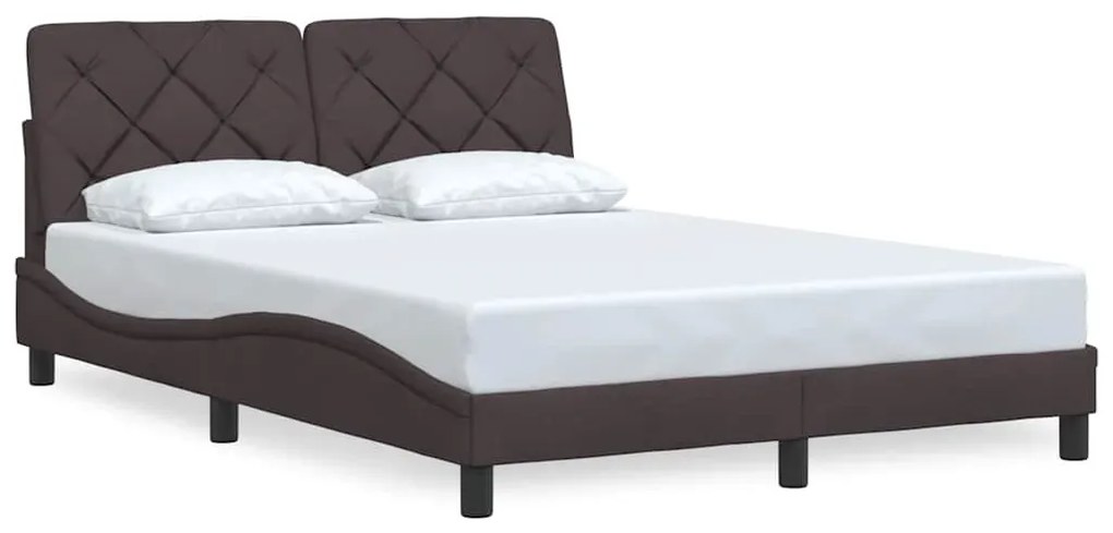 Estrutura de cama sem colchão 120x200 cm tecido castanho-escuro