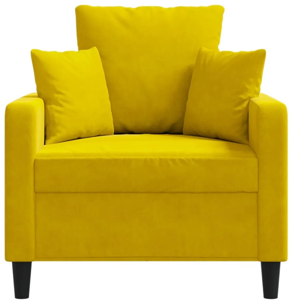 Poltrona Cinha - Cor Amarelo - 78x77x80 cm - Em Veludo e Estrutura em