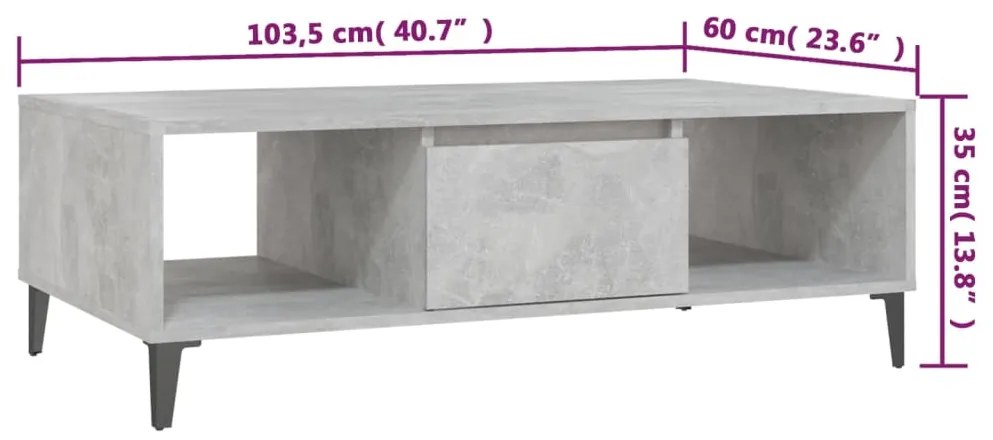 Mesa de centro derivados de madeira cinzento cimento