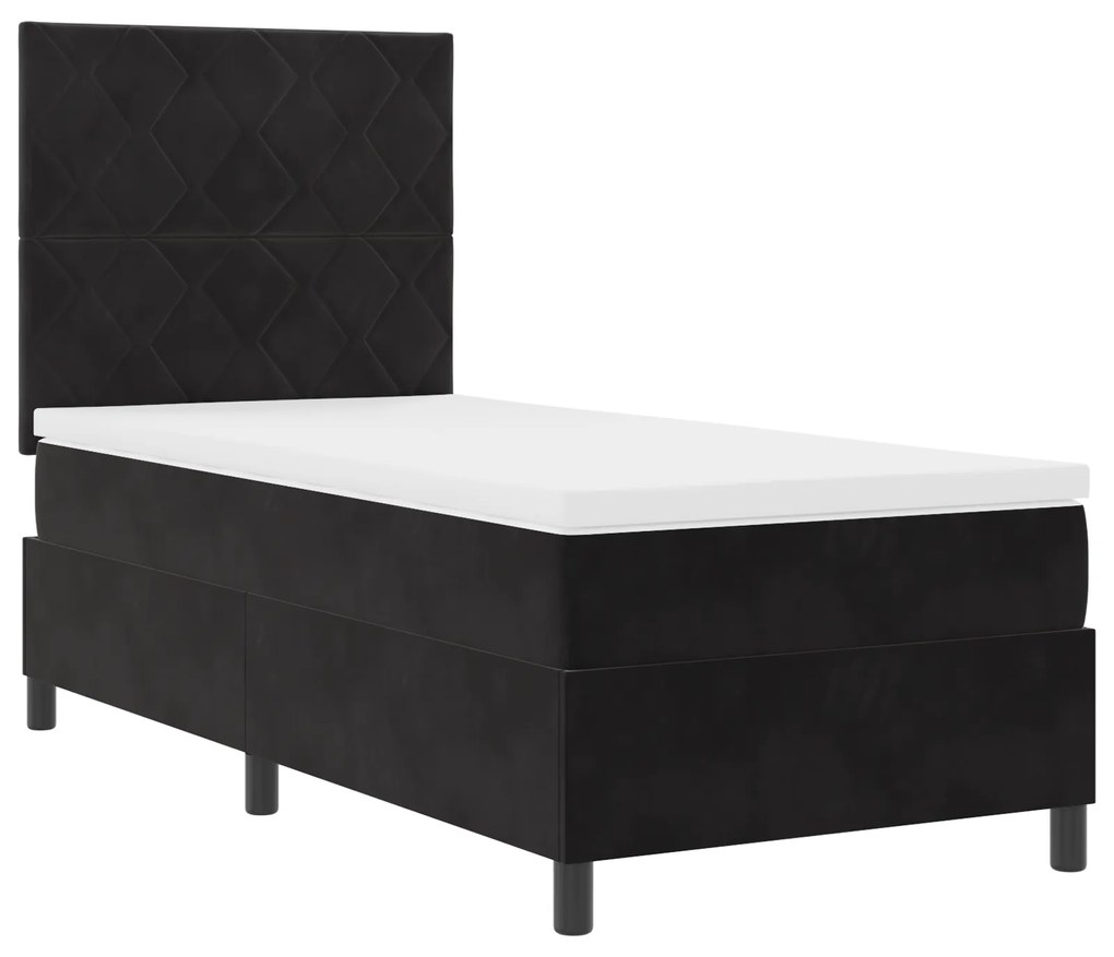 Cama Box Spring vidaXL com Colchão Preto 100x200 cm Veludo