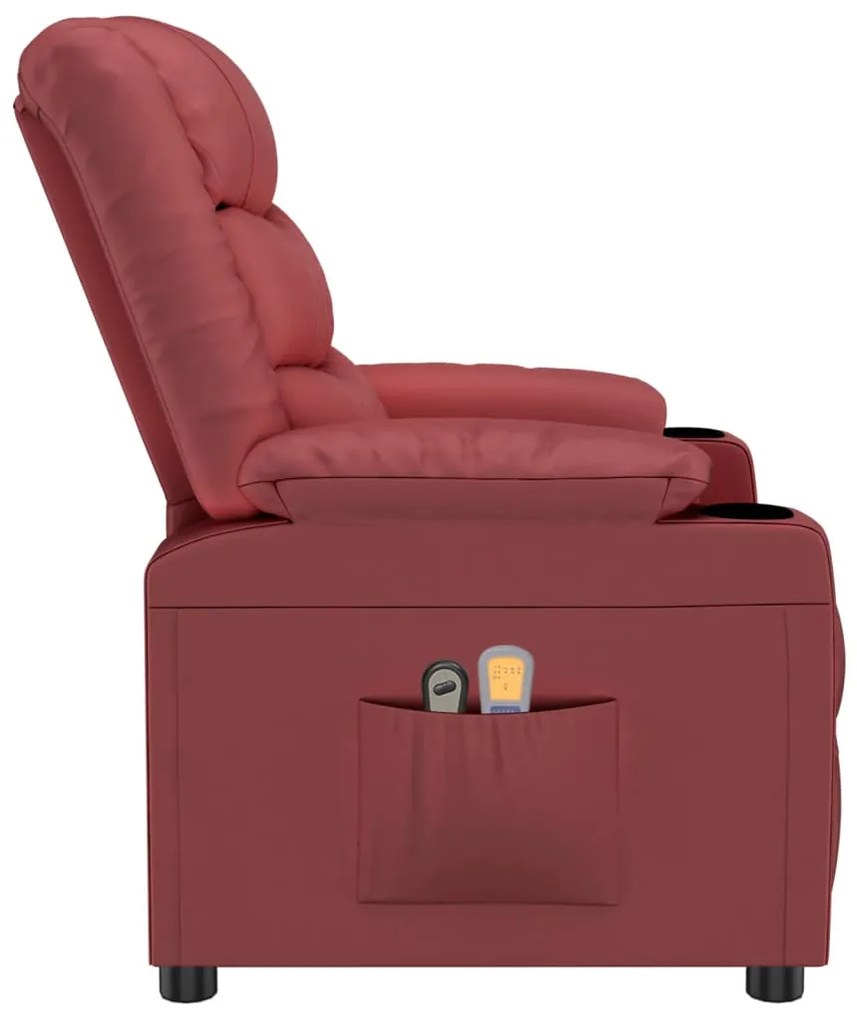 Poltrona de massagens elétrica couro artificial vermelho tinto