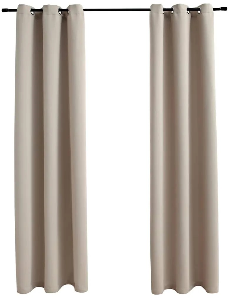 vidaXL Cortinas blackout com argolas 2 peças bege 97x160 cm tecido