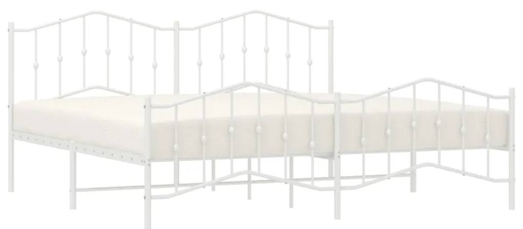 Estrutura de cama com cabeceira e pés 200x200 cm metal branco