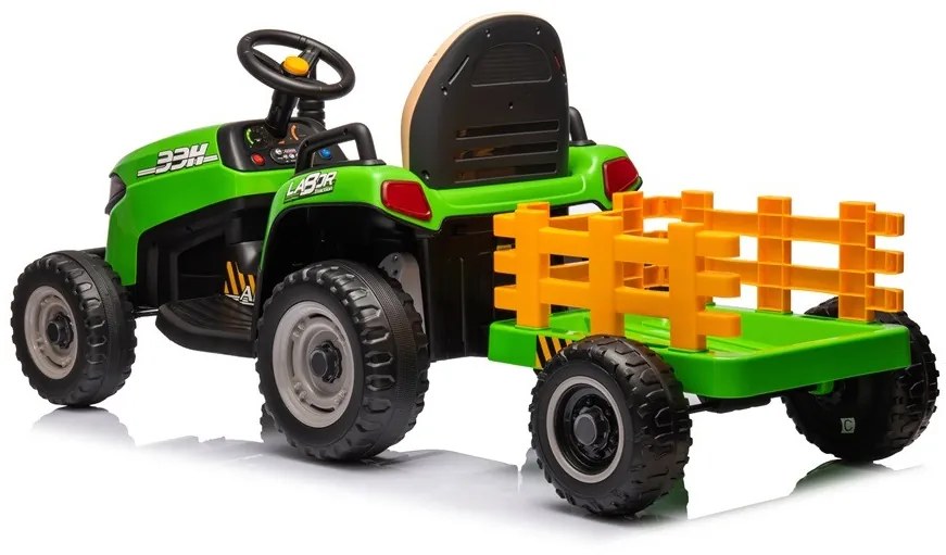 Tractor elétrico 12V infantil + Reboque Pneus de borracha Verde