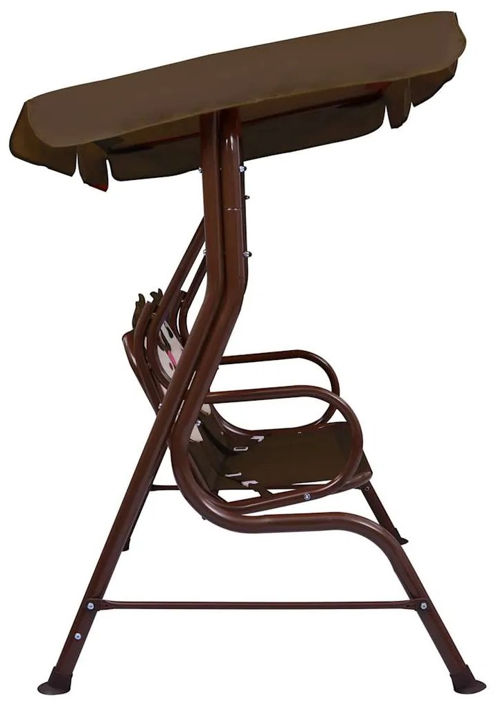Banco de baloiçar para crianças 115x75x110 cm tecido castanho