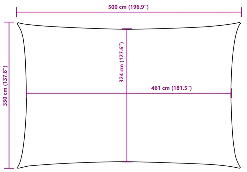 Para-sol estilo vela tecido oxford retangular 3,5x5 m preto