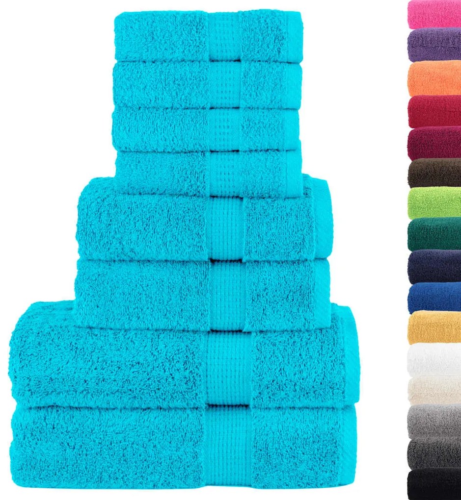 8pcs Conjunto toalhas banho premium SOLUND 600 gsm turquesa