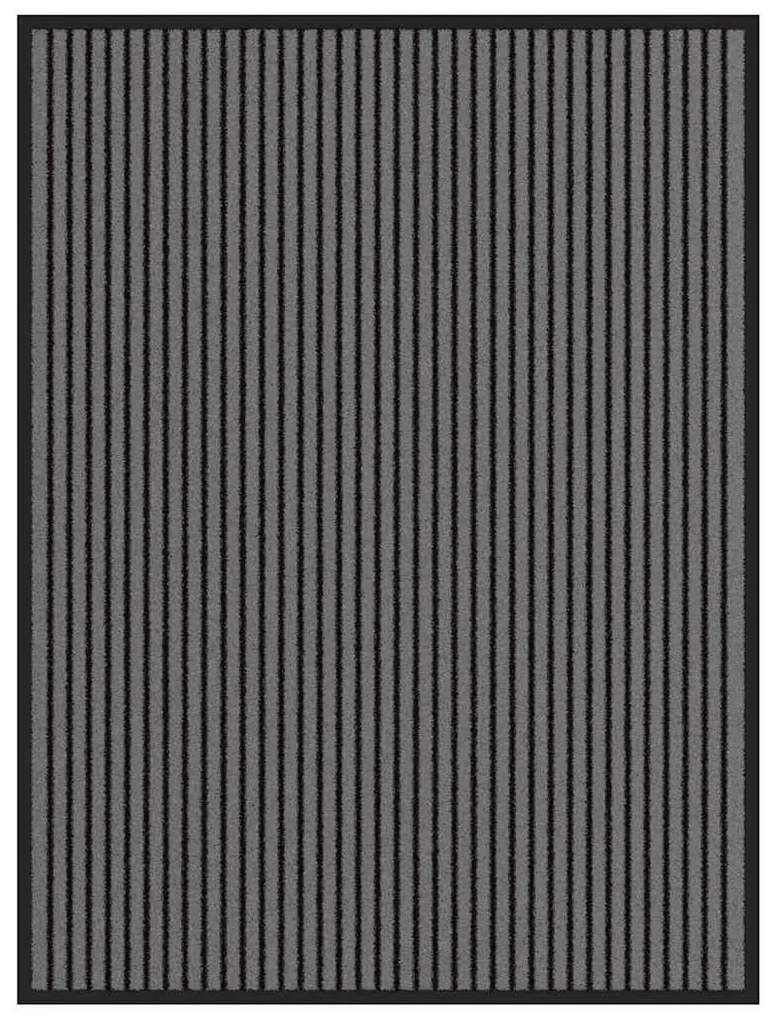 Capacho às riscas preto e cinzento 90x120 cm