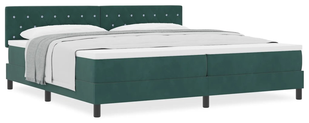 Cama Box Spring com Colchão verde escuro 200x200 cm de Veludo