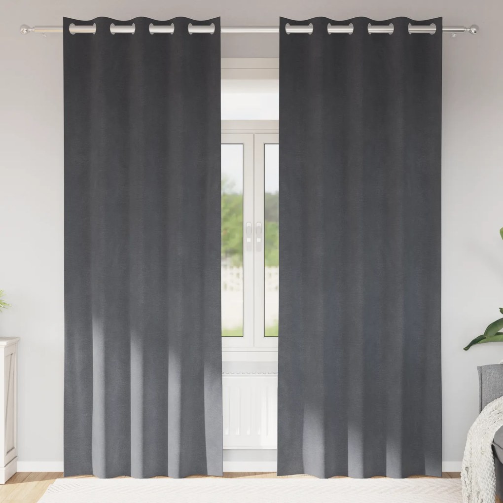 Cortinas Blackout vidaXL com Ilhós 2 pcs Veludo Cinza Claro Super