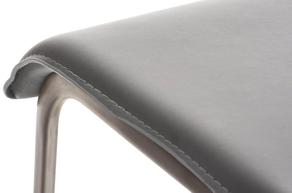Banco de bar Limon em couro sintético 39 x 80-103 x 46 cm Cinzento