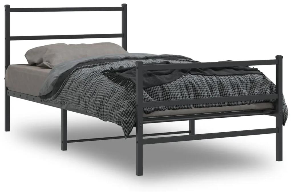 355379 vidaXL Estrutura de cama com cabeceira e pés 107x203 cm metal preto