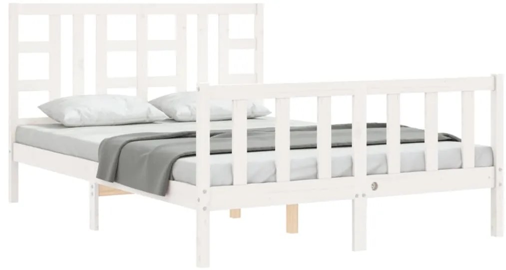 Cama sem colchão 140x200 cm madeira de pinho maciça branco