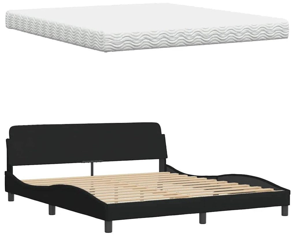 Cama com colchão 180x200 cm tecido preto